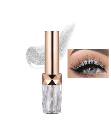 Aaiffey Liquid Glitter Eye Shadow Colored Shimmer Eyeshadow Lazy Pearlescent Monochromatic Liquid Metallic Sequin Eye Makeup European and American Style (01 White)