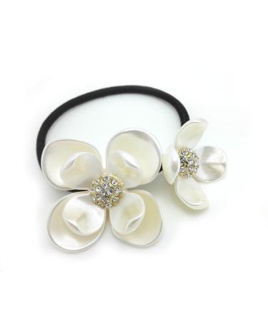 Meilliwish Crystal Flowers Ponytail Holder Hair Tie (B79)