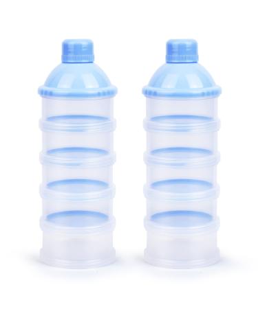 Vicloon Baby Milk Powder Dispenser 2pcs Portable 5 Layers 100ml per Layer Transparent compartments Kids Baby Storage Container Stackable Pots Milk Powder Dispenser & Snack Storage Container Blue