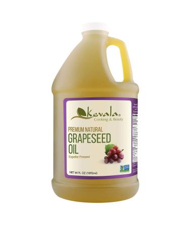 Kevala Grapeseed Oil, 1/2 Gallon (64 fl oz), Premium Natural, Expeller Pressed
