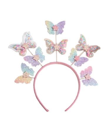 JSGHGDF Glittering Powder Headband Aesthetic Butterfly Hairhoop Festival Headdress Girls Party Headwear Valentines Hairpiece