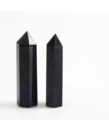 Collection 80mm-90mm Natural Crystal Blue Gold Sand Stone Tower Quartz Point for Feng Shui 1pc - Buy Online on SooperMarket.com