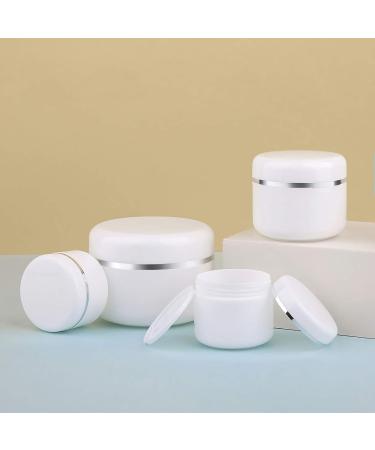 Tianzd 5-Piece 100ml White Plastic Screw Top Cosmetic Container with Silver Lid - Perfect for Ointments & Gels - Includes 5 Spoons - Buy Online on SooperMarket.com