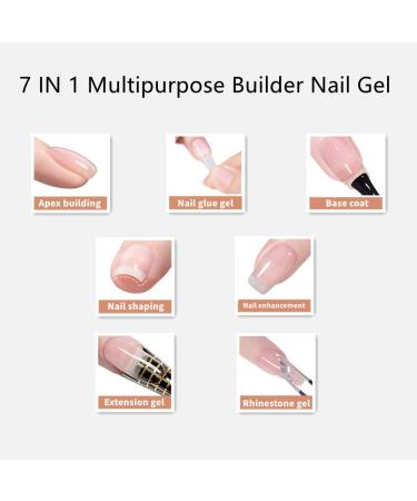 MEMEDA Builder Nail Gel - 7-in-1 Clear Nail Strengthener & Glue for Acrylic Nails | UV & LED Cured 15ML - Professional Quick Extension Nail Gel - Buy Online on SooperMarket.com
