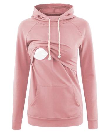 Love2Mi Nursing Shirt Women's Maternity Stop Maternity Maternity Nursing Maternity Top Layered Design Wrap Layer A-pink L