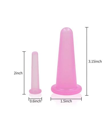 KRISMYA 4 Pcs Facial Cupping Set - Silicone Massage Cups for Face, Neck, Back & Eyes | Anti-aging Beauty Tool for Body Facial Care - Pink - Buy Online on SooperMarket.com