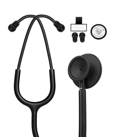 FriCARE Lightweight Dual Head Stethoscope for Medical Professionals Doctors, Aluminum Chestpiece and Headset (Black)