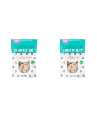Vegan Sweets CANDY KITTENS SOUR WATERMELON Packed With Fruit Juice & Natural Ingredients Big Flavours From Little Kittens Vegetarian Sweets - 140g Sweet Bag (Pack of 2)