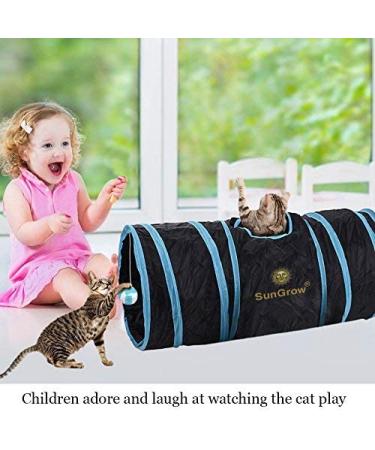 SunGrow Large Cat Tunnel Toy with Play Ball - Collapsible Maze Tube for Indoor Cats, Kittens, Rabbits, and Dogs - Buy Online on SooperMarket.com