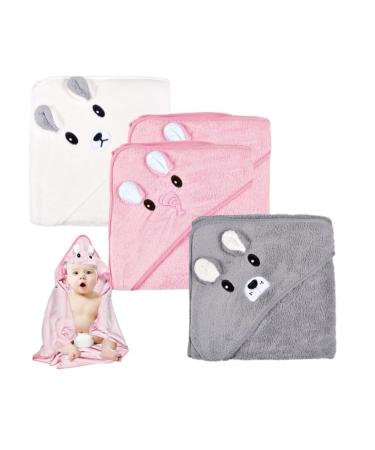 Funmo hooded towel baby 3pcs baby towel hood baby bath towel baby towel with hood 80x80 cm for baby baths soft super absorbent cute baby hood towel with pattern 0-5 years (b)