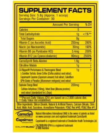 C(4) Ripped Pre-Workout | Thermogenic Pre-Workout Powder | Energy & Weight Management | Caffeine Beta Alanine L-Carnitine Tartrate | Sugar Free Zero Calorie | 30 Servings (Icy Blue Razz) Icy Blue Razz 30 Servings - Buy Online on SooperMarket.com