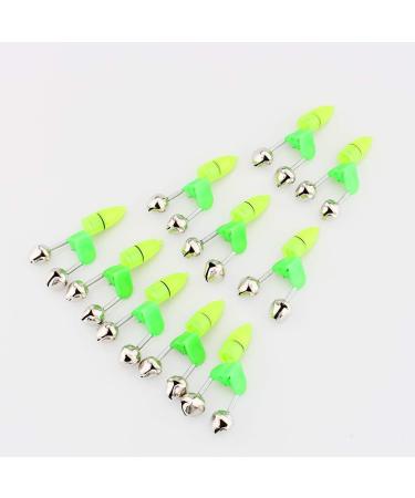 Zerone LED Twin Bells Fishing Alarm - 10 Pcs Night Fishing Accessory with Rod Clip Tip - Green Fish Bait Alert - Buy Online on SooperMarket.com