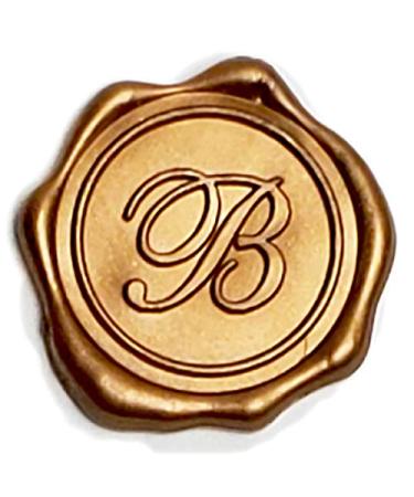 Adhesive Wax Seal Stickers 25Pk Pre-Made from Real Sealing Wax-Gold Initials (Initial B)
