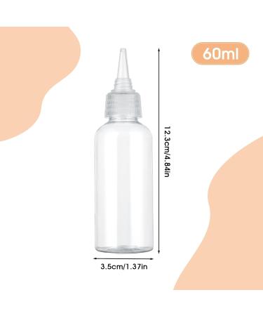 WLLHYF 2oz Applicator Bottle 6pcs Plastic Empty Squeeze Bottles Hair Color Applicator Bottle Transparent Refillable Oil Bottles for Hair Oils Liquids with Twist Top Cap and Labels - Buy Online on SooperMarket.com
