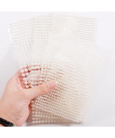 Pearl Rhinestone Stickers for Eyes, Face & Body - 3D Self Adhesive White Pearl Jewels for Makeup, Nails & DIY Crafts - 4 Sheets - Buy Online on SooperMarket.com