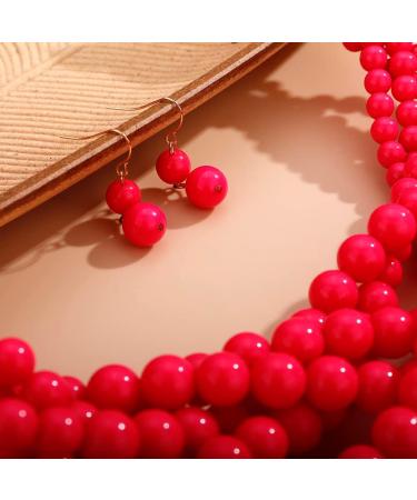 Shop Wiwpar Simulated Pearl Cluster Necklace Set | Multi Strand Twisted Pearl Jewelry - Pink Statement Bib Collar - Buy Online on SooperMarket.com