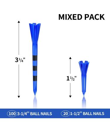 ENHUA Golf Plastic Tees 120 Pack - Unbreakable 3-1/4 Inch Long Blue Tees - Low Friction Bulk Tees - Mixcolor - Buy Online on SooperMarket.com