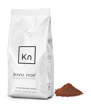 Kivu Noir Specialty Luxurious Single Estate Fair Trade Red Bourbon Arabica Coffee - Ground Coffee Medium Roast - 453 Grams Ground Coffee Medium Roast 453 g (Pack of 1)