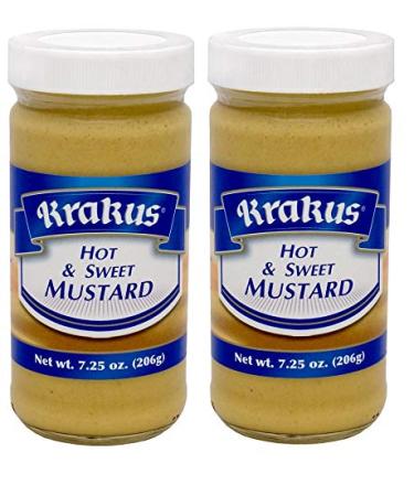 KRAKUS HOT & SWEET MUSTARD 2 pack x 7.25 oz (200g) musztarda ostro-slodka. Product of Poland.