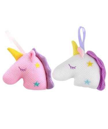 FRCOLOR 2pcs Unicorn Bath Body sponges for Shower exfoliating Shower Wash Bath Pouf Shower loofah Shower poufs Flower Bath Toys for Girls mesh Shower Sponge pp Cotton Child Scrub Cosmetic