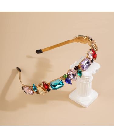 Wiwpar Thin Rhinestone Headband for Women - Colorful Elastic Vintage Hair Hoop Accessories - Buy Online on SooperMarket.com
