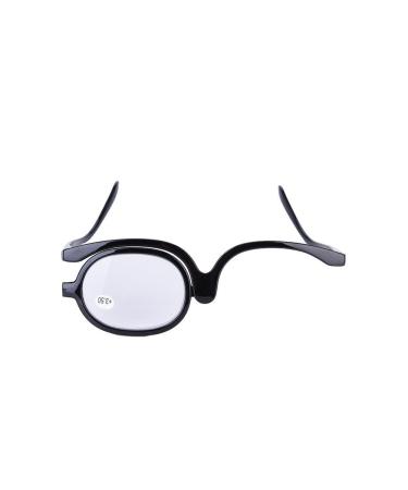 Cosmetic mirror magnifying eye make up glasses single lens rotating glasses women make up essential tool (400 black)