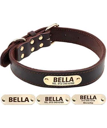 Tagme Personalized Leather Dog Collar - Engraved Name & Phone Number for Small Dogs - 1 Pack (Brown) - Buy Online on SooperMarket.com