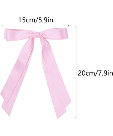 2 Pack Hair Bows for Women Pink Bow Hair Clips French Barrette with Long Silky Satin Hair Ribbons for Women Girls(Light Pink) - Buy Online on SooperMarket.com