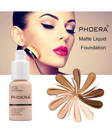 PHOERA Soft Matte Oil Control Liquid Foundation - 24 HR Waterproof Full Coverage Makeup (102 Nude) - Buy Online on SooperMarket.com