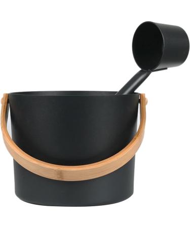 Sauna Bucket Sauna Bucket ladle Set 7L Luxurious Finnish Matching Ladle Sauna Barrel Sauna Aluminum Bucket with Long Handle Spoon Set Sauna Bucket Stylish Spa Esential for Water Ladling Black - Buy Online on SooperMarket.com