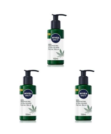 NIVEA MEN Sensitive Pro Ultra Calming Facial Balm (150 ml) Aftershave Balm Enriched With Hemp Seed Oil And Vitamin E For Stress-Minimising Face Care (Pack of 3) 150 ml (Pack of 3)
