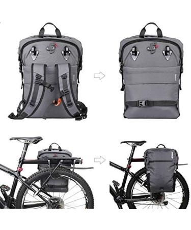 Rhinowalk Waterproof Bike Pannier Backpack - Gray | Convertible 2-in-1 Saddle Bag & Shoulder Bag | Professional Cycling Accessories - Buy Online on SooperMarket.com