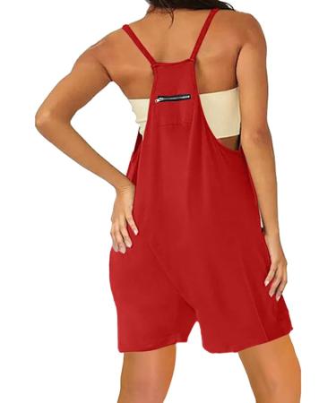 WILLBEST Women Dungarees Casual Loose Jumpsuit Long Sleeve Strap Oversized Bib Overalls Dressy Harem Wide Leg Long Pant Jumper 1753-oyvsw-3-red M - Buy Online on SooperMarket.com