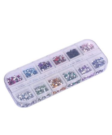 3000PCS Nail Art Rhinestones Kit Nail Tips Slices Nail Art Kit 12 Colours Nail Studs Glitter Nail For Nail Art Decorations