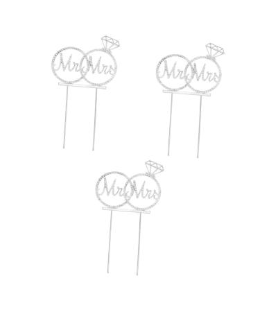 Warmhm 3pcs Cupcake Topper Cake Pick Wedding Cake Toppers Mr Mrs Shape Deisgn Picks Cupcakes Food Decoration Supplies Hair Accessories Bride Gorgeous Silverx3pcs mediumx3pcs