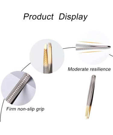Slanted Stainless Steel Eyebrow Tweezers - Anti-Skid Sharp Tweezers for Facial Hair - Buy Online on SooperMarket.com