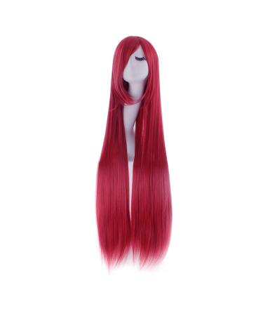 MapofBeauty 40" Anime Costume Long Straight Cosplay Wig Party Wig (Dark Red)