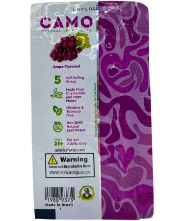 6 Packs CAMO Natural Leaf Wraps Grape 30 Sheets - Herbal Chamomile Mate Blend - Buy Online on SooperMarket.com