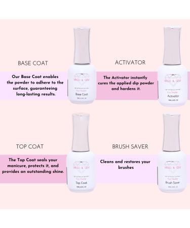 Virgo & Gem 15ml Dip Powder Base Coat Top Coat Activator & Brush Saver - Best Quality for Durable Nails | International Shipping - Buy Online on SooperMarket.com