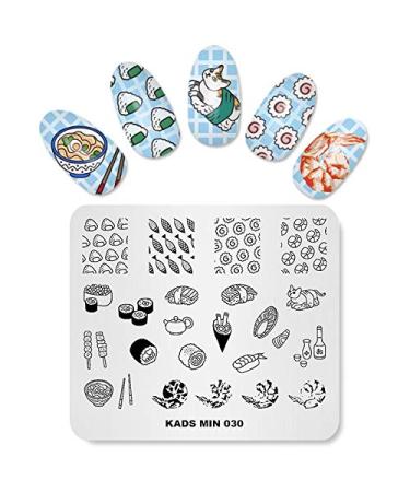 Nail stamp plate Topic picture design templates Japanese food sushi shrimp pattern noodle hand drawn manicure print diy nail art tools G00028-030