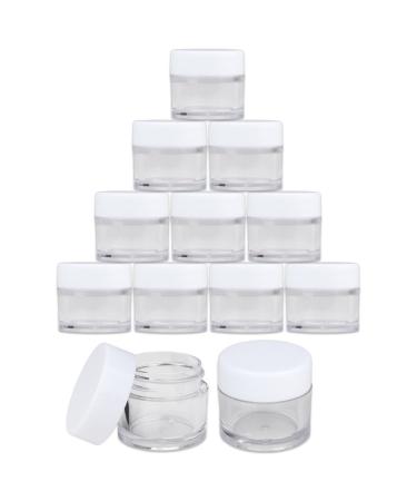 Beauticom 7 Gram / 7 ML Thick Wall Round Leak Proof Clear Acrylic Jars for Beauty Cream Cosmetics Salves Scrubs (24 Pieces Bottom Clear Base + 24 Pieces Lids White)