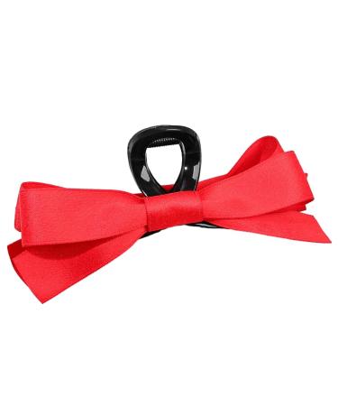 JSGHGDF Cute Sweet Hair Clip Simple Ribbon -style Bunches Sweet Balletcore Style Red on black