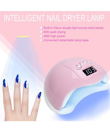 48W UV LED Nail Lamp for Gel Nails Polish | Professional Salon Curing Light with 4 Timer Settings and Sensor | Pink - Buy Online on SooperMarket.com
