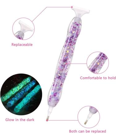 14pcs Diamond Painting Art Drill Pen Set - Luminous 5D Point Drill Pen Tools with Wax & Storage Box - Purple Resin Cross Stitch Diamond Rhinestone Beads Picker for DIY Nail Art & Embroidery Decoration - Buy Online on SooperMarket.com