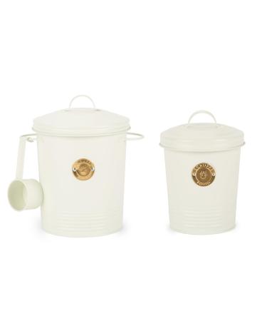 Scruffs Pet Food Storage Set - 2 Pieces - Food & Treat Storage Set Cream - Small 2L Treat & 4L Food Cream