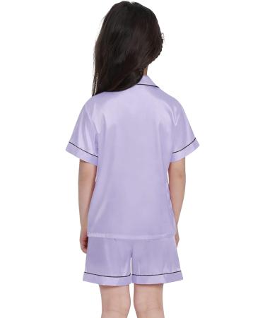 SWOMOG Kids Silk Pyjamas - Short Sleeve Satin PJs Set for Boys & Girls | Lavender | Ages 6-7 Years - Buy Online on SooperMarket.com