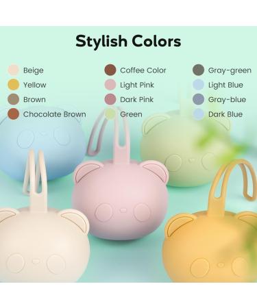 Airfish Silicone Pacifier Box 2 Pack - BPA-Free Baby Bear Travel Storage Case in Beige & Pink | Ideal Pacifier Holder for Girls - Buy Online on SooperMarket.com