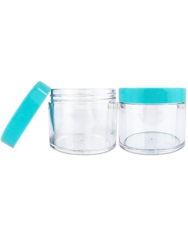 Beauticom 60ml Thick Wall Clear Acrylic Jars - 6 Leak Proof Containers with Teal Lids for Makeup Creams & Cosmetics | International Shipping Available - Buy Online on SooperMarket.com