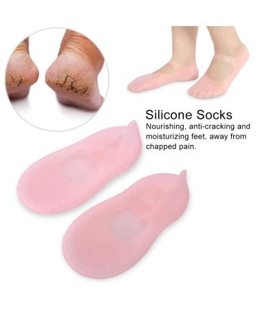 Moisturizing Silicone Gel Socks for Plantar Fasciitis Relief | Anti-Crack Foot Care Tool (L-Rosa) - Buy Online on SooperMarket.com