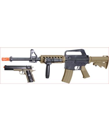 Soft Air COLT RIS Spring Airsoft Rifle and Pistol On-Duty Kit, Tan